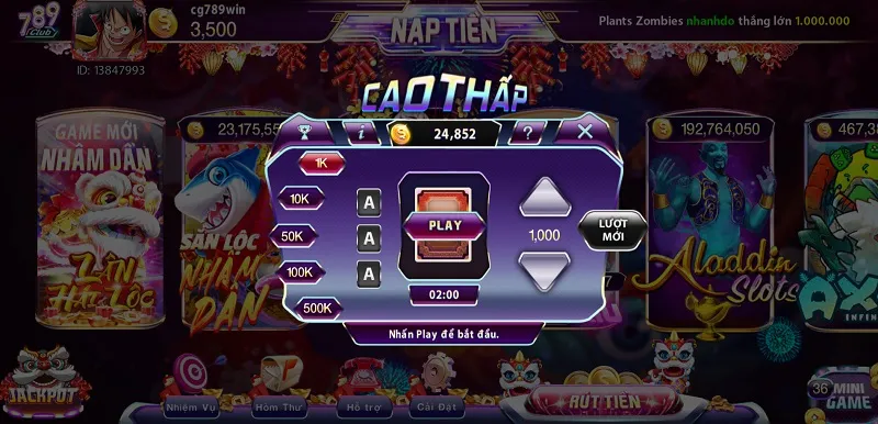 Cách chơi minigame Cao Thấp tại 789 Club rất dễ hiểu