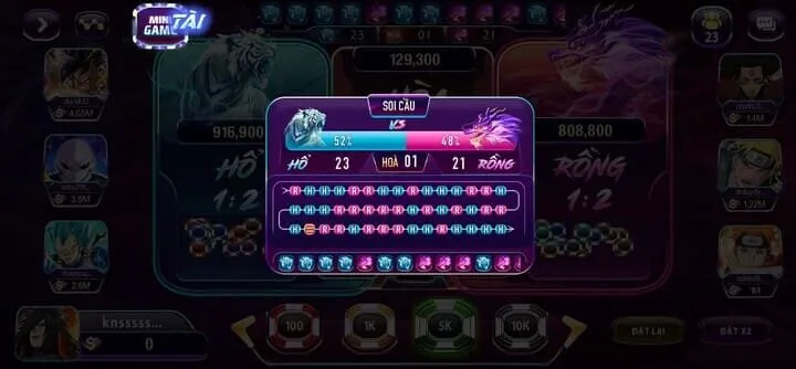 Khám phá các tính năng tại giao diện game Rồng hổ 789 Club