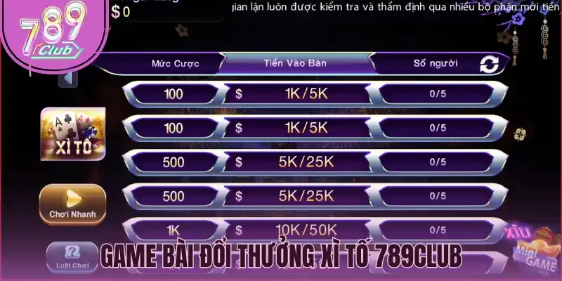 Game bài đổi thưởng xì tố 789Club